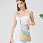 Celia • Borsa a Tracolla in Rafia con Patta Colorata