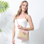 Celia • Borsa a Tracolla in Rafia con Patta Colorata