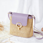 Celia • Borsa a Tracolla in Rafia con Patta Colorata