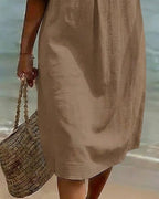 Paloma • Abito midi in lino con bottoni