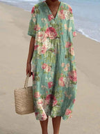 Sammy - Vestido Casual Flowy de Arte Floral Vintage