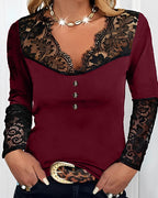 Lucía • Blusa a Maniche Lunghe con Dettagli in Pizzo