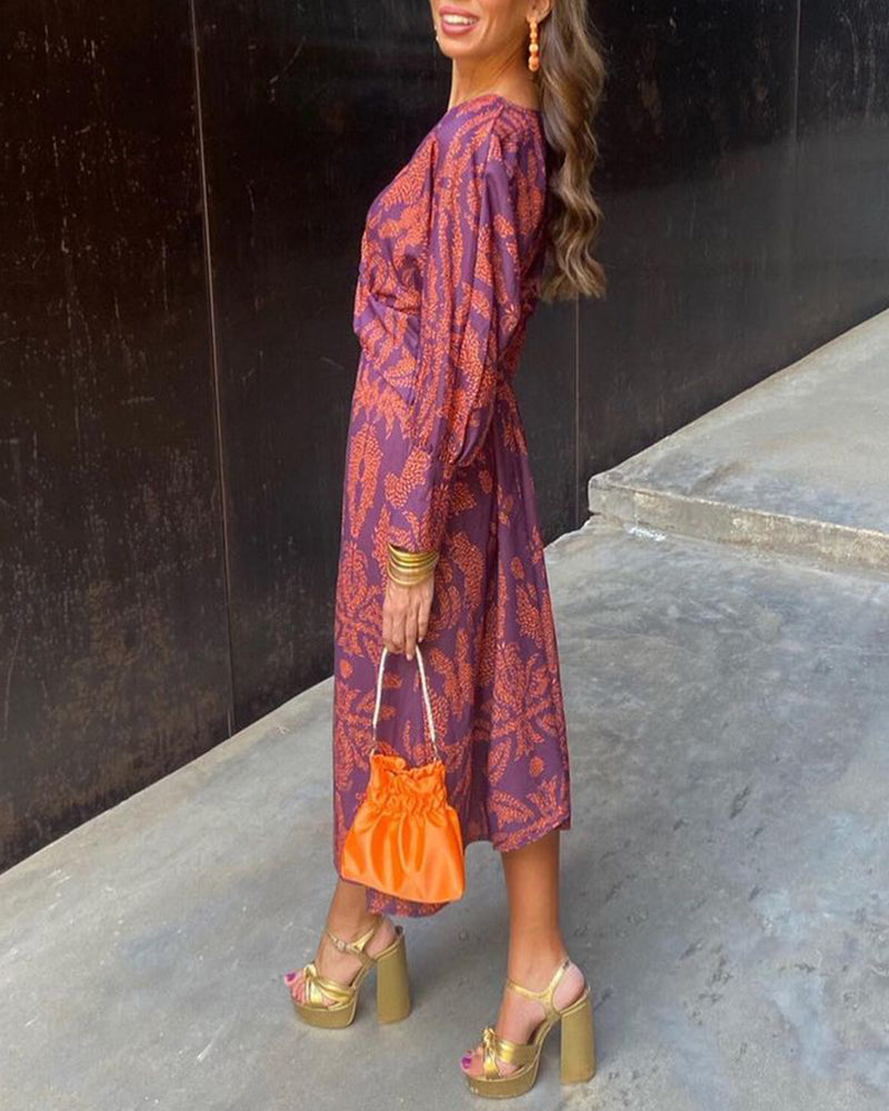 Miriam • Vestido Midi Estampado con Nudo Frontal