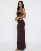 Brunilda • Abito lungo con pannello in pizzo e cut-out in vita