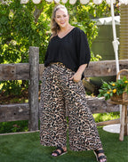 Leonor • Pantalón Ancho de Leopardo con Cintura Elástica