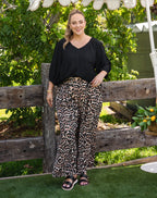 Leonor • Pantalón Ancho de Leopardo con Cintura Elástica