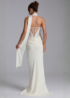 Tania • Vestito Lungo Aderente con Choker e Schiena con Lacci