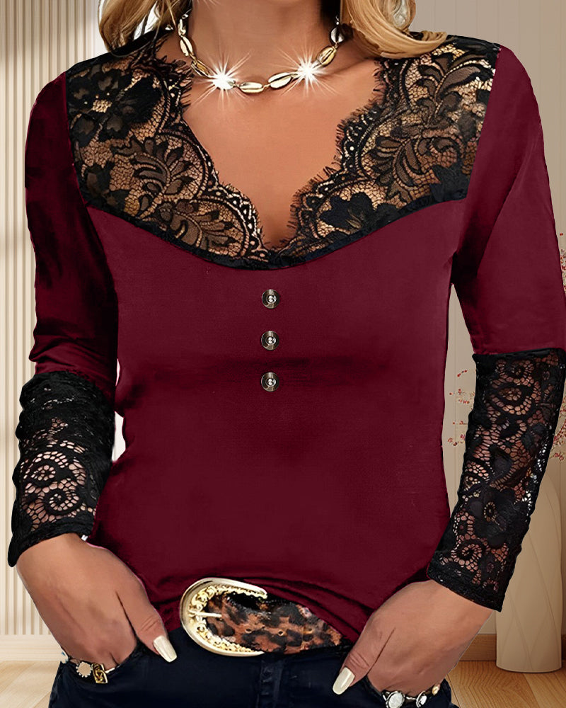 Lucía • Blusa a Maniche Lunghe con Dettagli in Pizzo