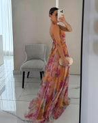Isabella • Vestido Largo Floral con Escote en V
