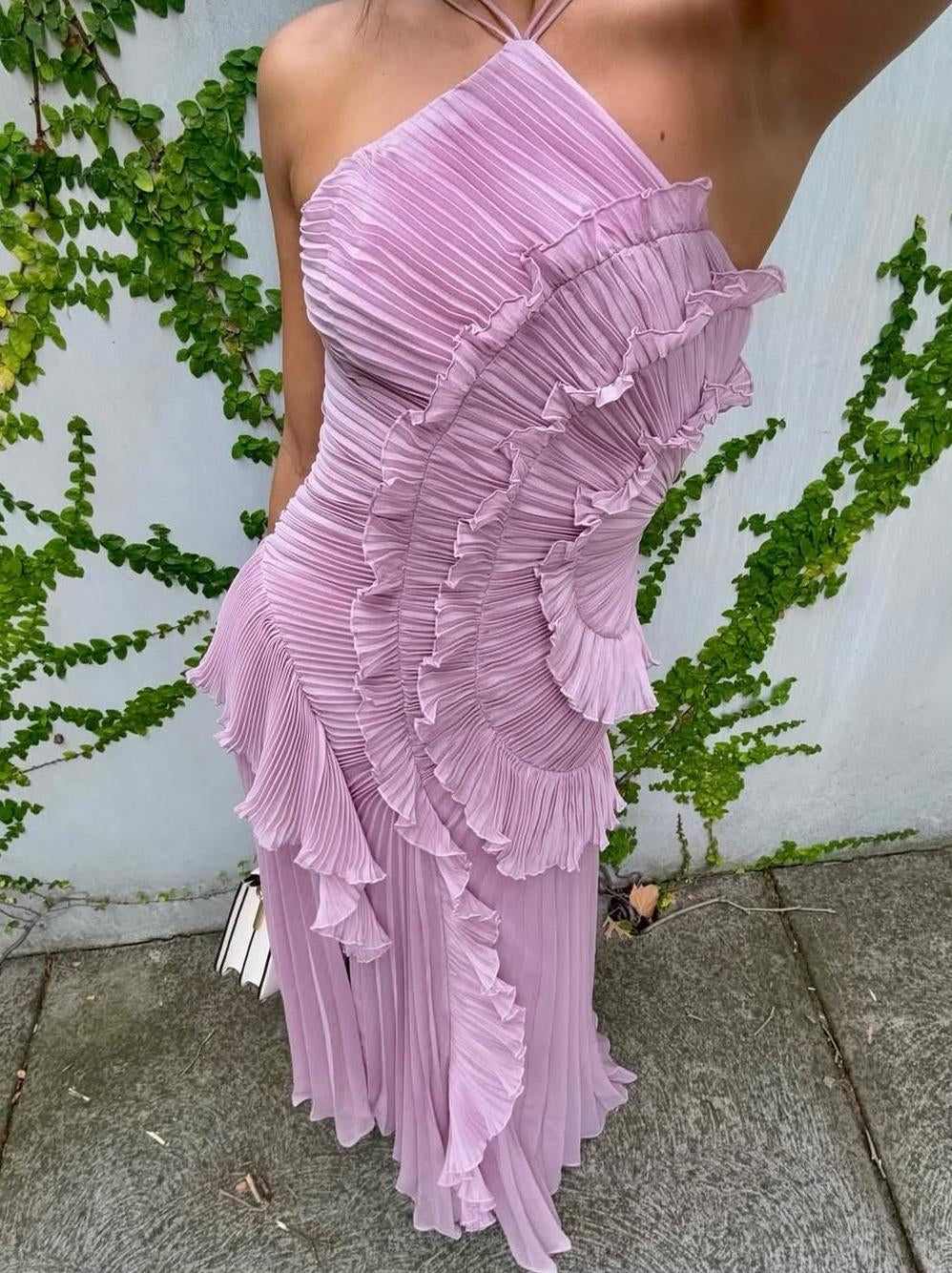Sofía • Vestido Largo Asimétrico con Volados