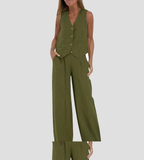 Aira • Conjunto elegante de dos piezas con chaleco y pantalón de pierna ancha