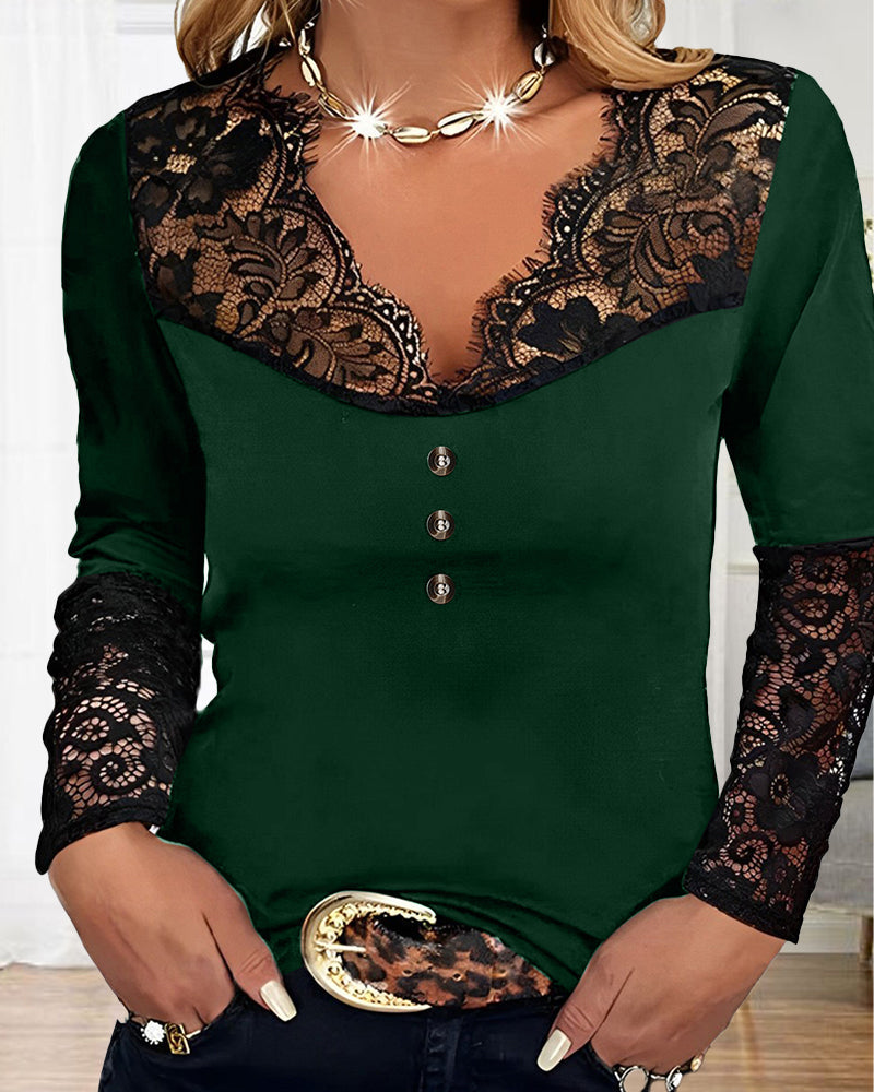 Lucía • Blusa a Maniche Lunghe con Dettagli in Pizzo