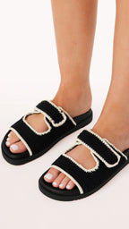 Sandalias Maria - Negra / Blanca Contraste