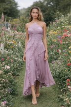 Sofía • Vestido Largo Asimétrico con Volados