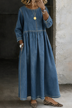 Zephyrelle • Vestito lungo di jeans vintage a maniche lunghe
