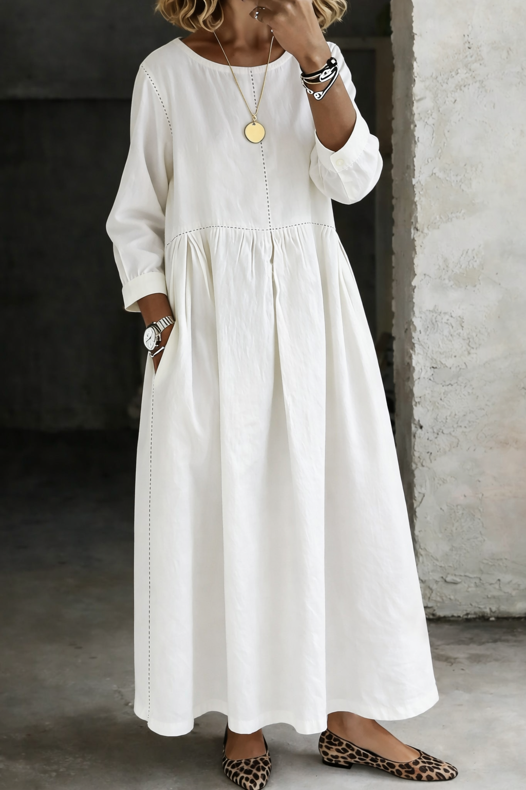 Zephyrelle • Vestido Maxi Vaquero Vintage con Manga Larga