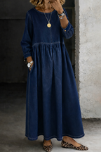 Zephyrelle • Vestito lungo di jeans vintage a maniche lunghe