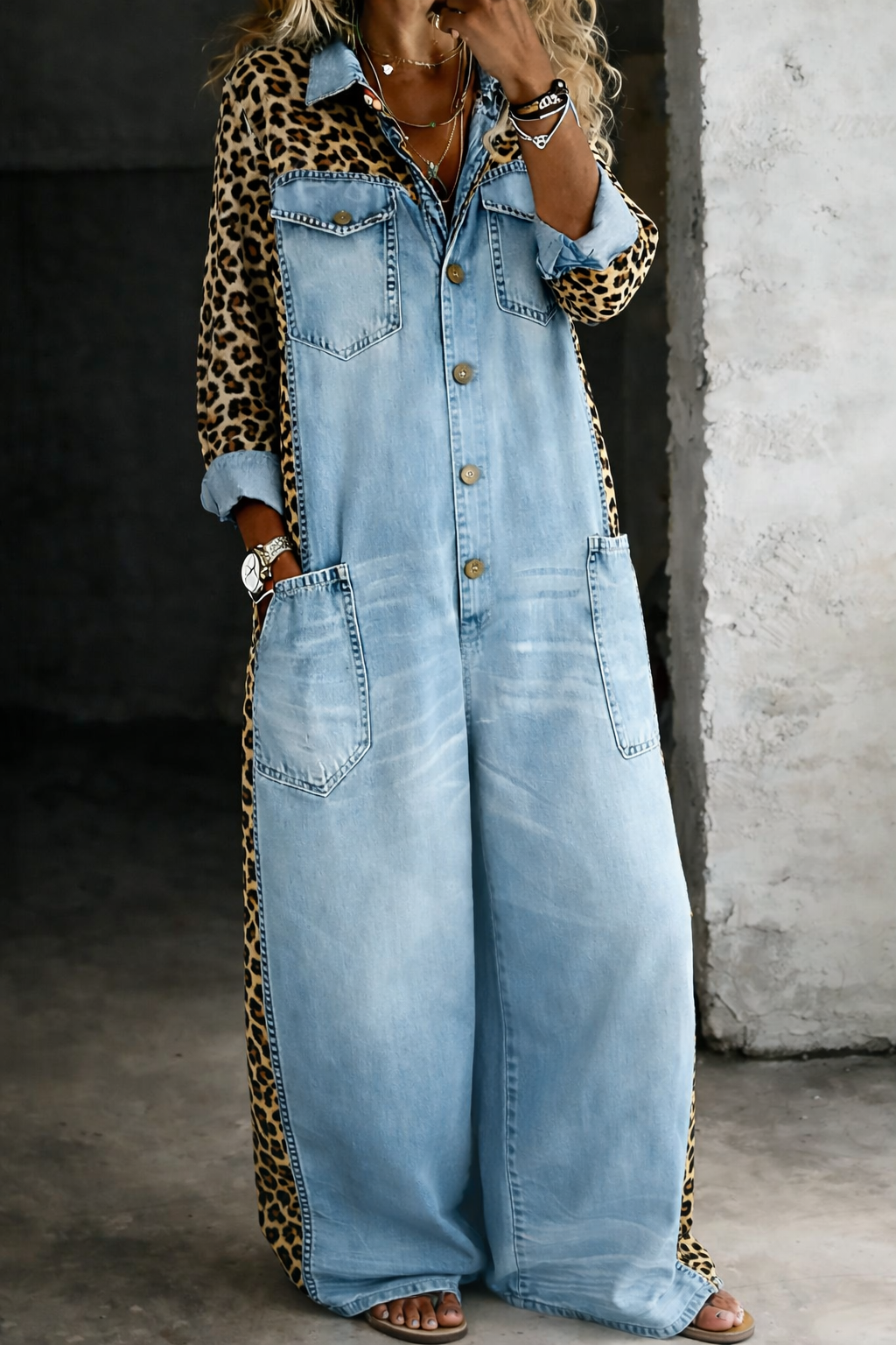 Leontine • Mono Vaquero con Mangas Animal Print