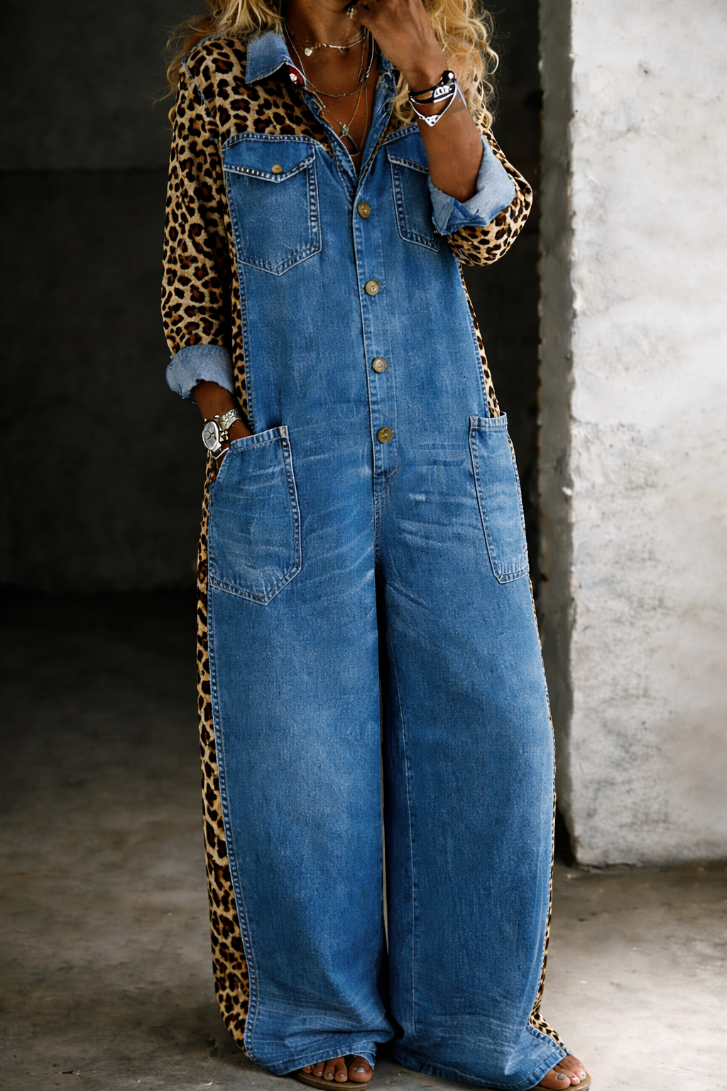 Leontine • Mono Vaquero con Mangas Animal Print