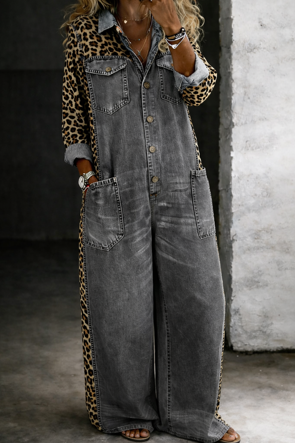 Leontine • Mono Vaquero con Mangas Animal Print