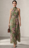 Elena • Vestido Largo Floral con Cuello Halter
