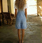Harlow • Salopette corta in denim larga