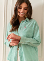 Camila • Camicia oversize a righe con cuore ricamato