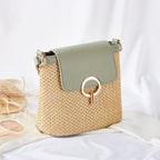 Celia • Borsa a Tracolla in Rafia con Patta Colorata