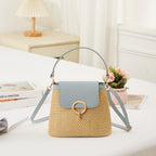 Celia • Borsa a Tracolla in Rafia con Patta Colorata