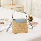 Celia • Borsa a Tracolla in Rafia con Patta Colorata