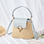 Celia • Borsa a Tracolla in Rafia con Patta Colorata