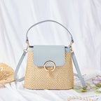 Celia • Borsa a Tracolla in Rafia con Patta Colorata