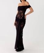 Isabel • Vestido Maxi de Encaje con Hombros Descubiertos