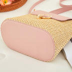 Celia • Borsa a Tracolla in Rafia con Patta Colorata