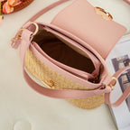 Celia • Borsa a Tracolla in Rafia con Patta Colorata