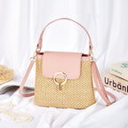 Celia • Borsa a Tracolla in Rafia con Patta Colorata