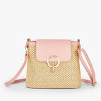 Celia • Borsa a Tracolla in Rafia con Patta Colorata