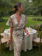 Covadonga • Vestido Midi Estampado Animal Print con Nudo Frontal