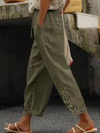 Pantalones rectos de algodón ligero y cintura alta