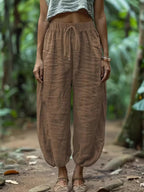 Pantalones holgados de algodón con cordón
