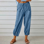 Pantalones cortos de algodón y lino