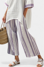 Allegra • Camiseta cómoda y pantalones de bambú a rayas
