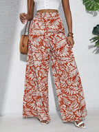 Pantalones anchos con estampado floral, ligeros y de cintura alta