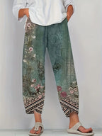 Pantalones anchos de corte holgado con estampado floral