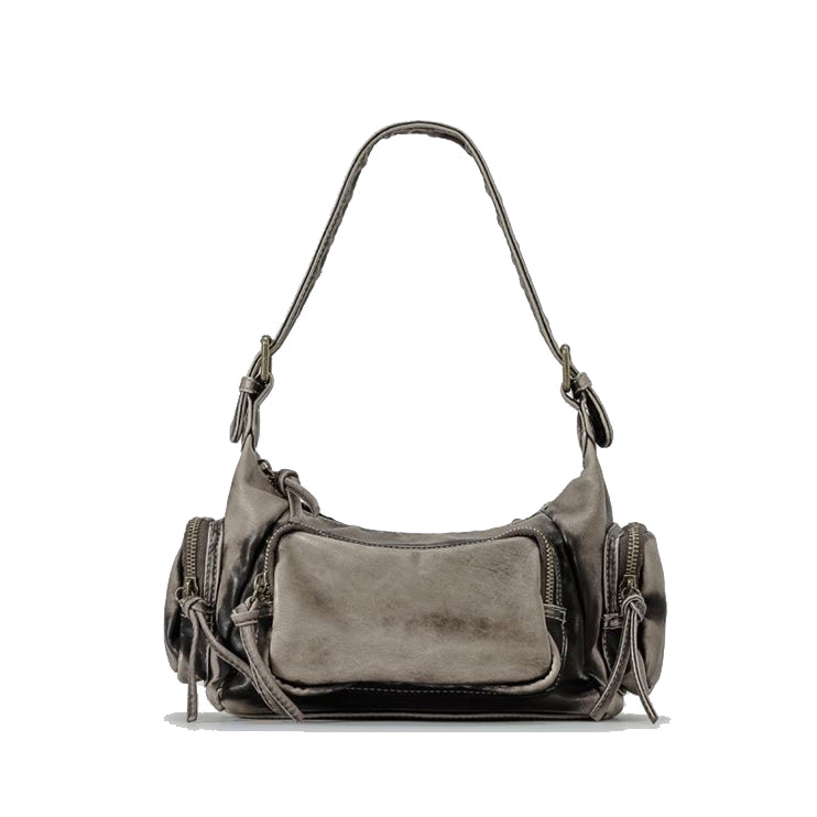 Triana • Bolso Hobo Efecto Desgaste con Bolsillos y Cremalleras