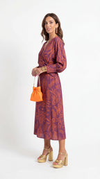 Miriam • Vestido Midi Estampado con Nudo Frontal