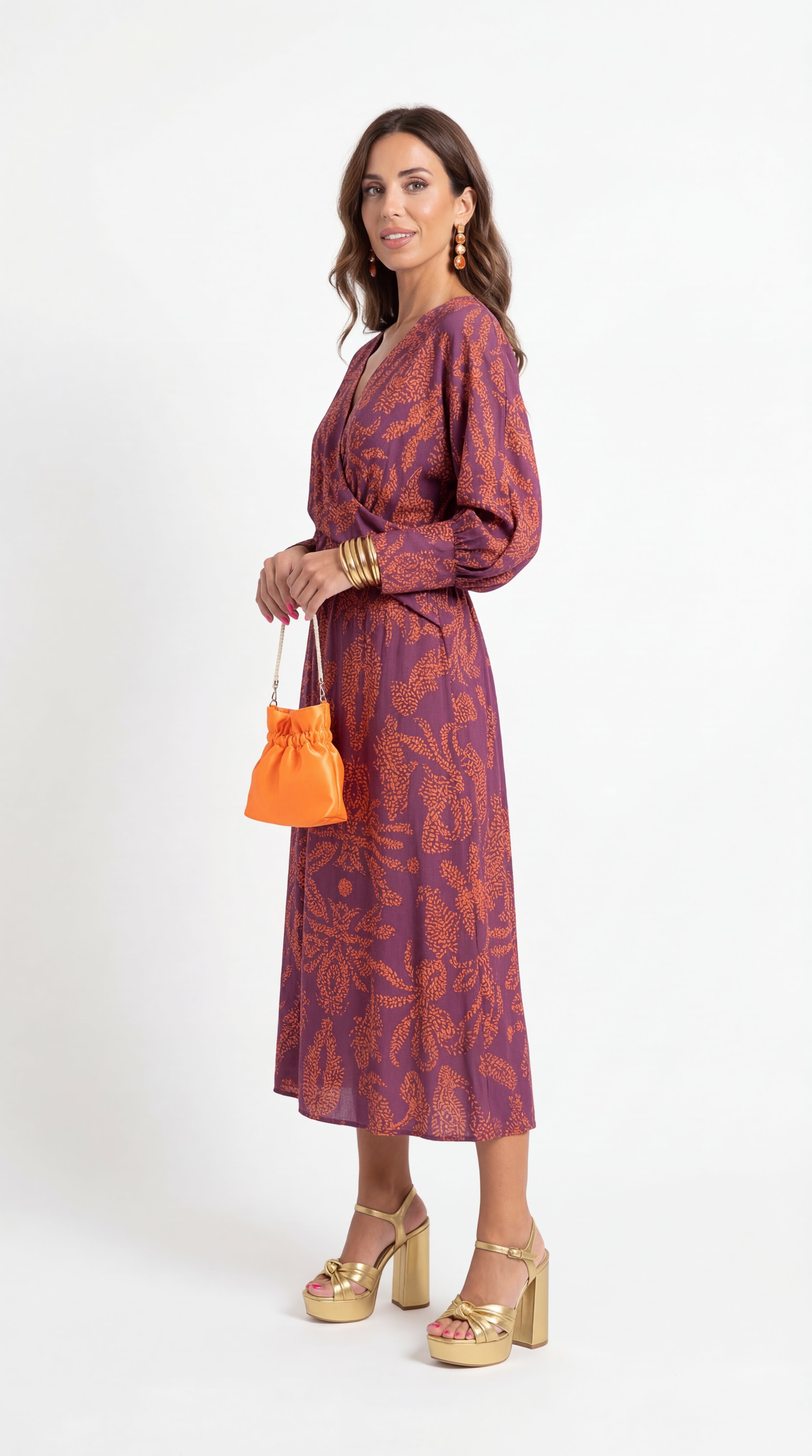 Miriam • Vestido Midi Estampado con Nudo Frontal