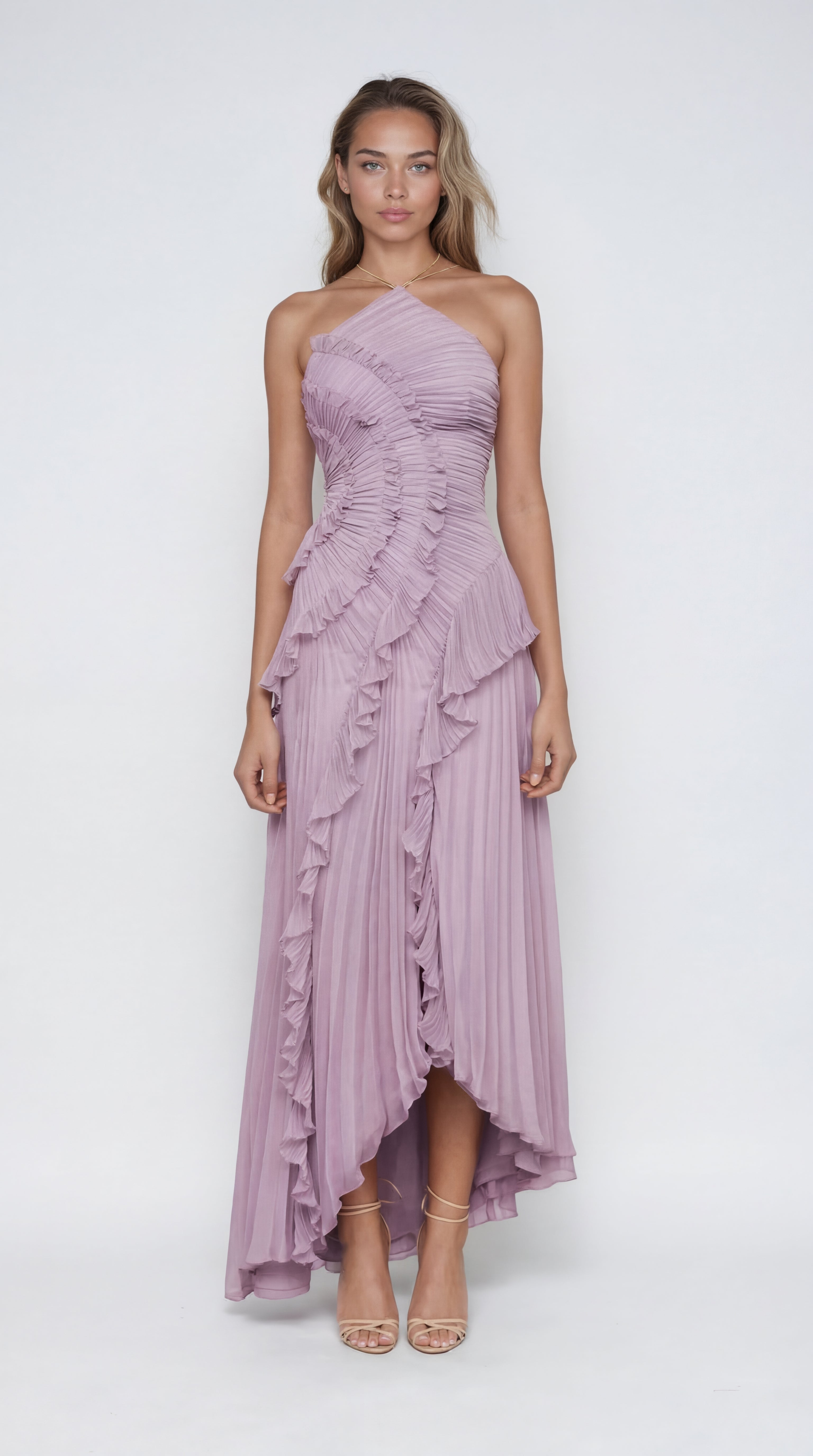 Sofía • Vestido Largo Asimétrico con Volados