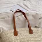 Bolso de Rafia con Asas de Cuero
