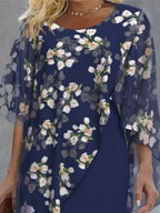 Marlen • Vestido Floral de Media Manga con Capa